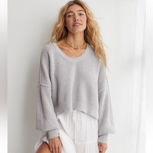 Aerie Women’s Beyond Cropped Sweater in Grey